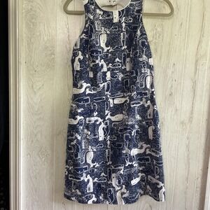 Key West‎ Women's Sleeveless Shift Dress Stretch Blue/White Whale Print 4